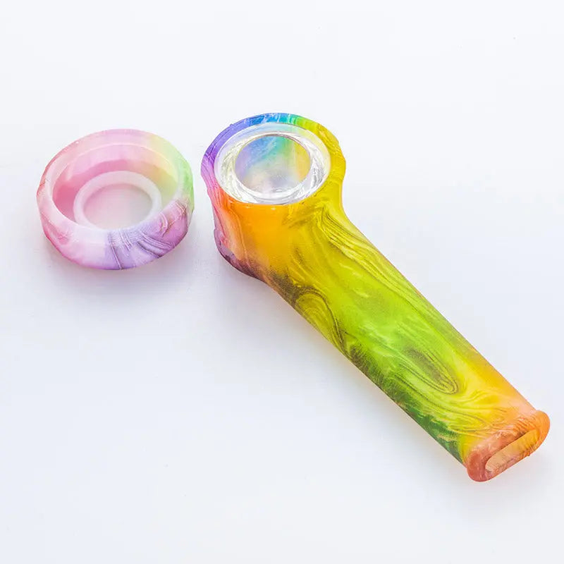 Glow-In-The-Dark Colorful Silicone Hand Pipe With Lid