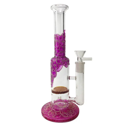 9" Straight Neck Glass Honeycomb Perc Bong