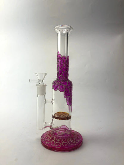 9" Straight Neck Glass Honeycomb Perc Bong