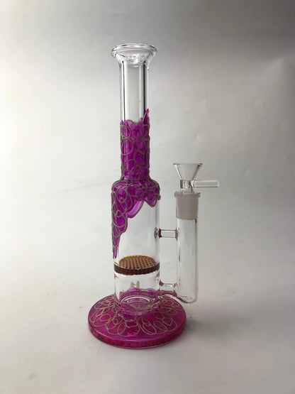 9" Straight Neck Glass Honeycomb Perc Bong