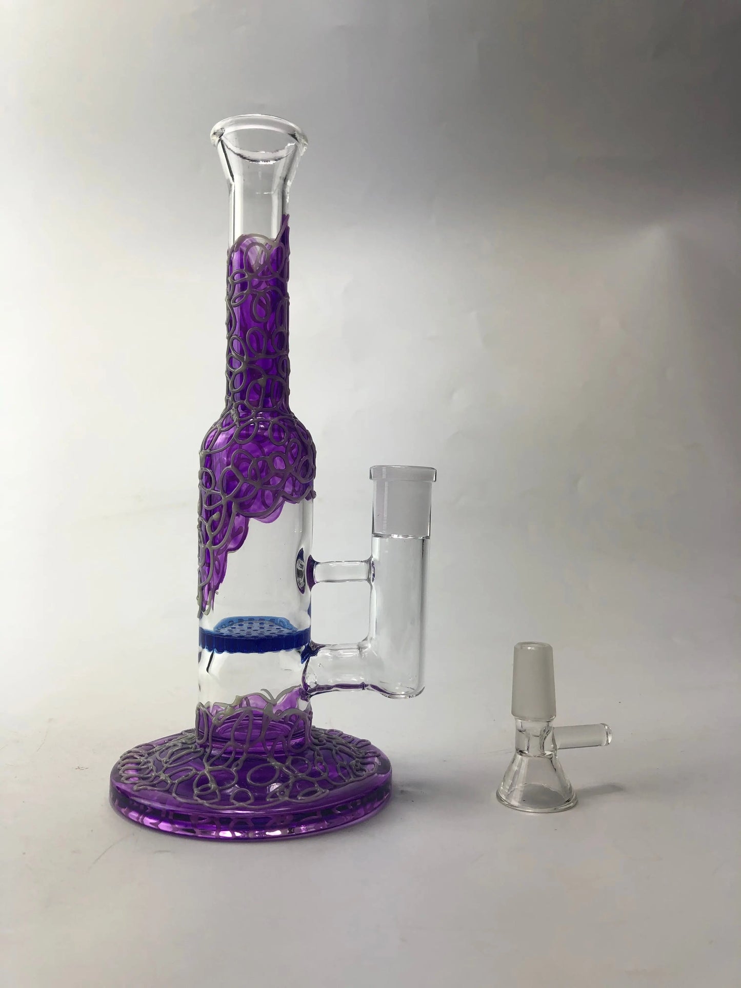 9" Straight Neck Glass Honeycomb Perc Bong