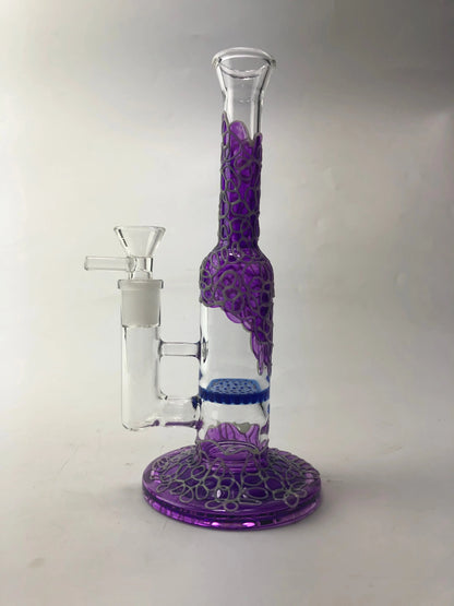 9" Straight Neck Glass Honeycomb Perc Bong