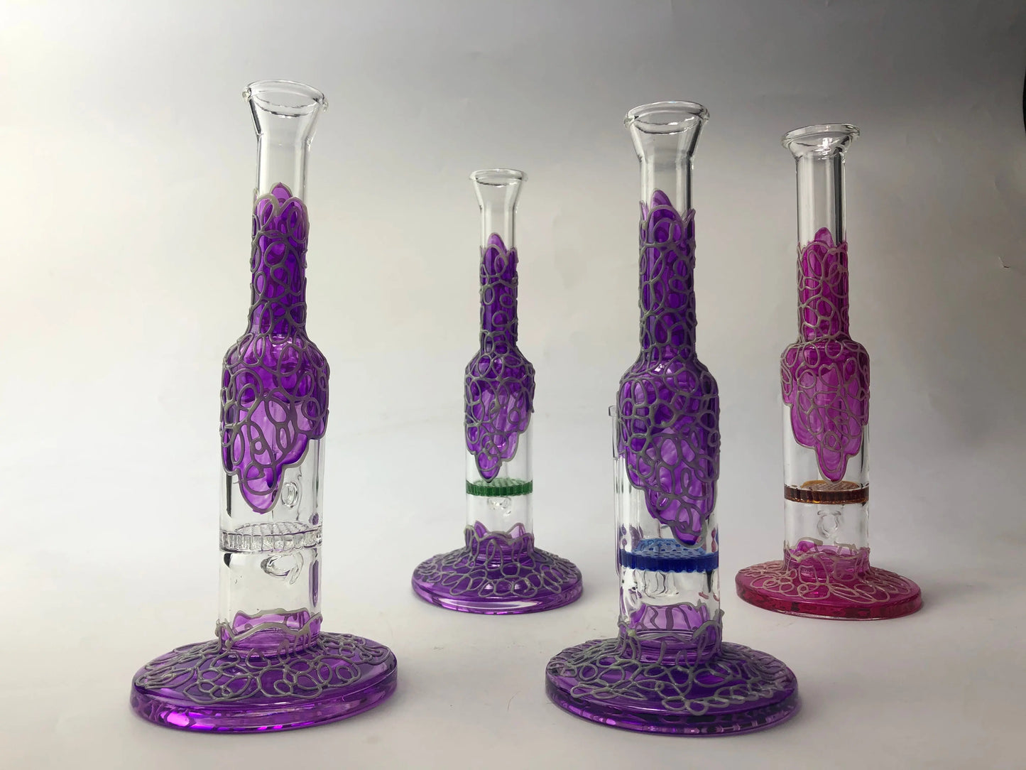 9" Straight Neck Glass Honeycomb Perc Bong