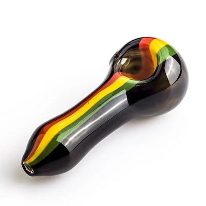 Black Glass Spoon Pipe w/ Stripes