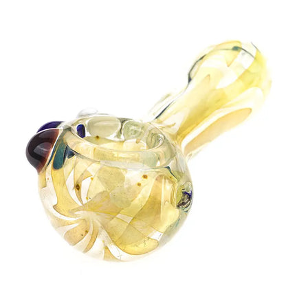 Fumed Glass Pipe w/ Colored Raised Marbles