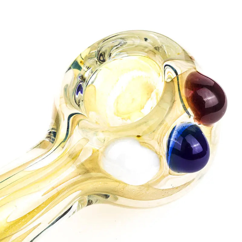 Fumed Glass Pipe w/ Colored Raised Marbles