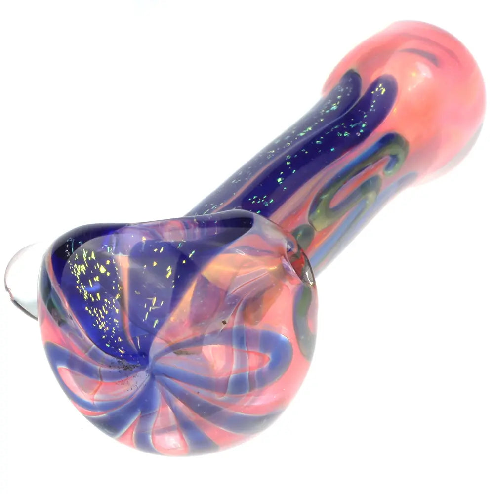 Fumed Purple Color Changing Glass Spoon Pipe w/ Glass Marble