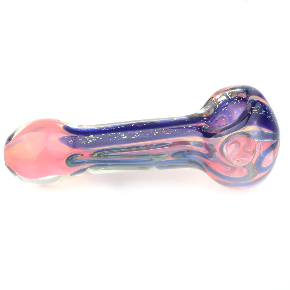 Fumed Purple Color Changing Glass Spoon Pipe w/ Glass Marble