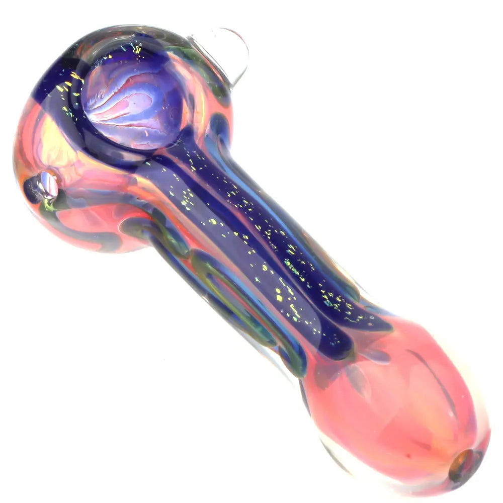 Fumed Purple Color Changing Glass Spoon Pipe w/ Glass Marble