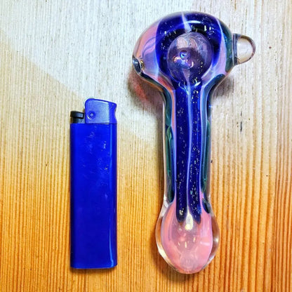 Fumed Purple Color Changing Glass Spoon Pipe w/ Glass Marble