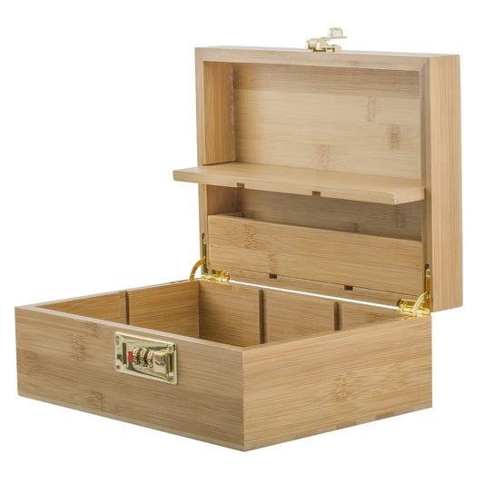 PUFFING BIRD Bamboo Storage Stash Box w/ Combination Lock