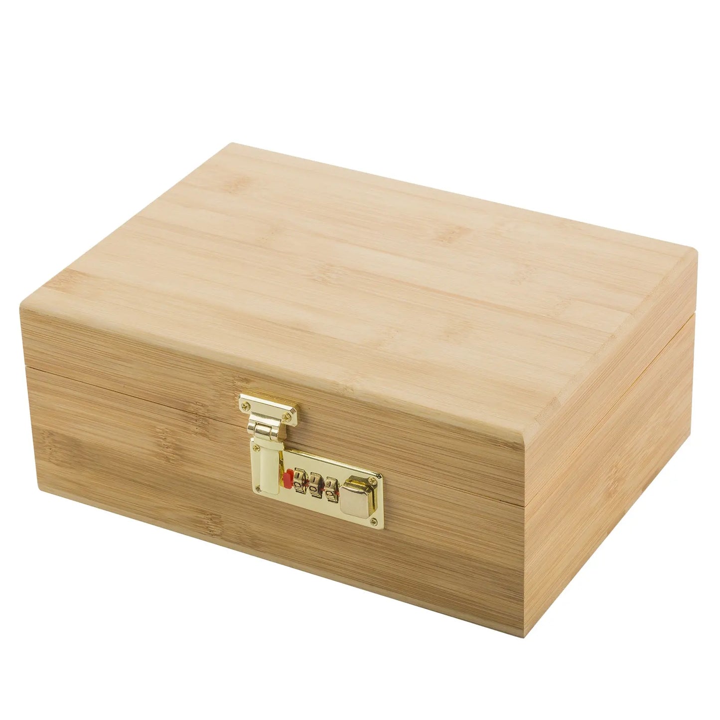 PUFFING BIRD Bamboo Storage Stash Box w/ Combination Lock